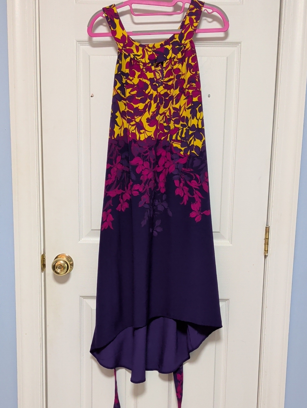 Apt 9 Purple And Yellow Floral High-Low Skirt with Pink and Yellow Print